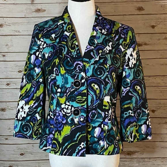 Kasper artsy corpcore multicolored single-breasted blazer Size 8 - Picture 1 of 7